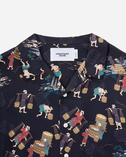 Momotaro Jeans MMSS6005 BLK RAYON S/S SHIRT
