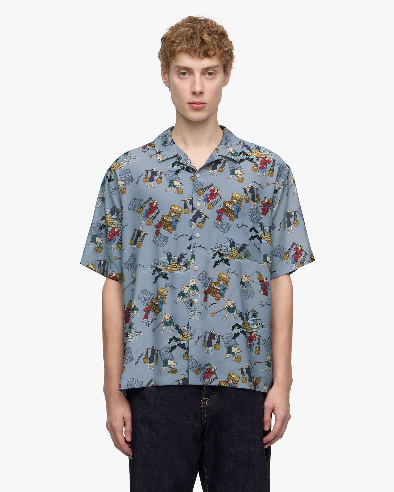 Momotaro Jeans MMSS6005 BLU RAYON S/S SHIRT