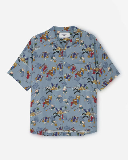 Momotaro Jeans MMSS6005 BLU RAYON S/S SHIRT