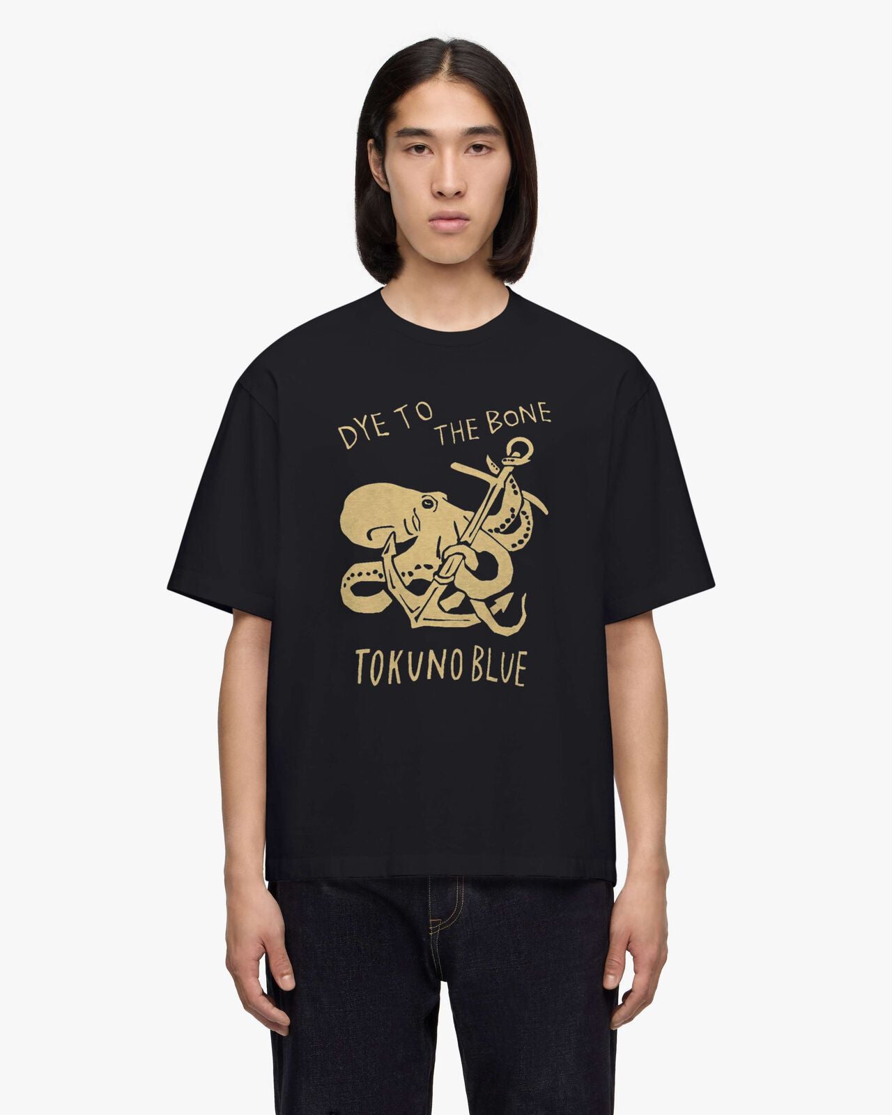 Momotaro Jeans MMTS6026 NAY ZIMBABWE COTTON S/S TEE - OCTOPUS
