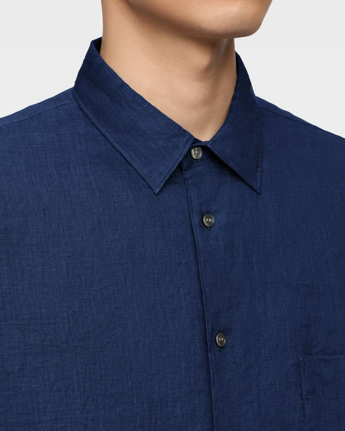MOMOTARO JEANS MXSS1006 LINEN S/S SHIRT - INDIGO