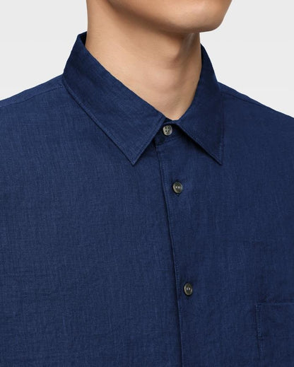MOMOTARO JEANS MXSS1006 LINEN S/S SHIRT - INDIGO