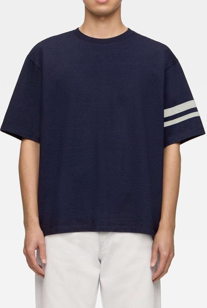 Momotaro Jeans MXTS6002 ID YARN DYED S/S TEE -DISCHARGE PRINT