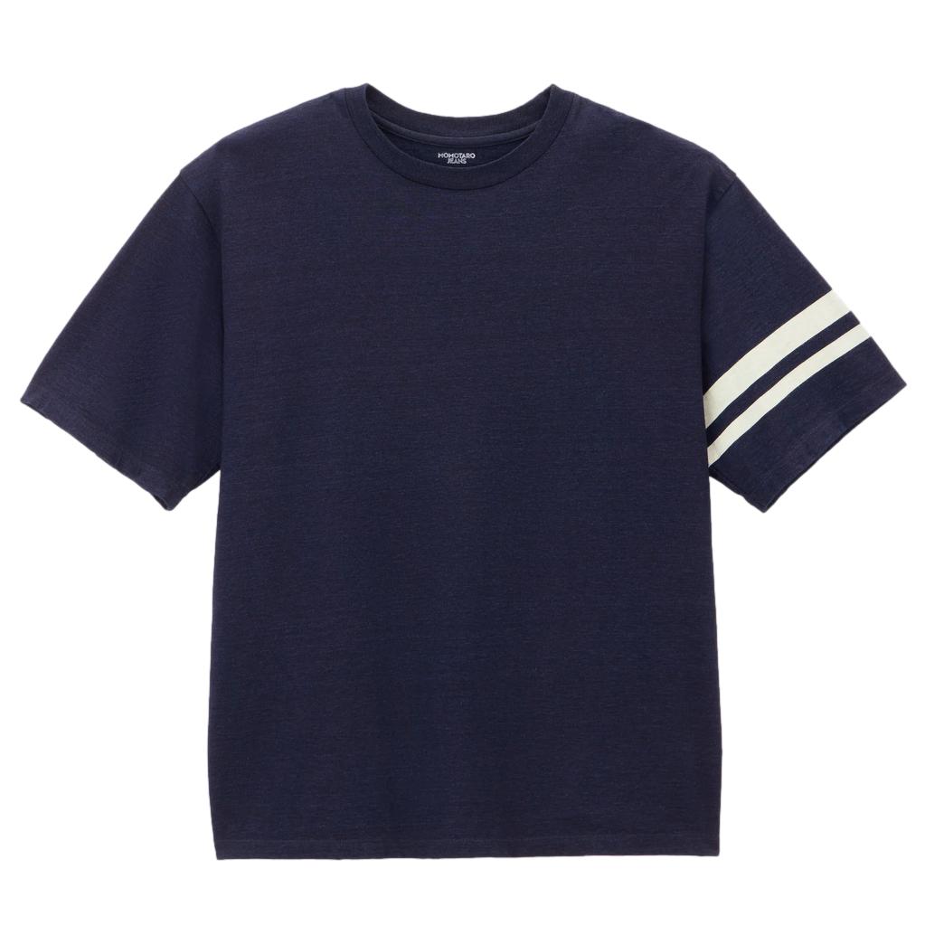 Momotaro Jeans MXTS6002 ID YARN DYED S/S TEE -DISCHARGE PRINT