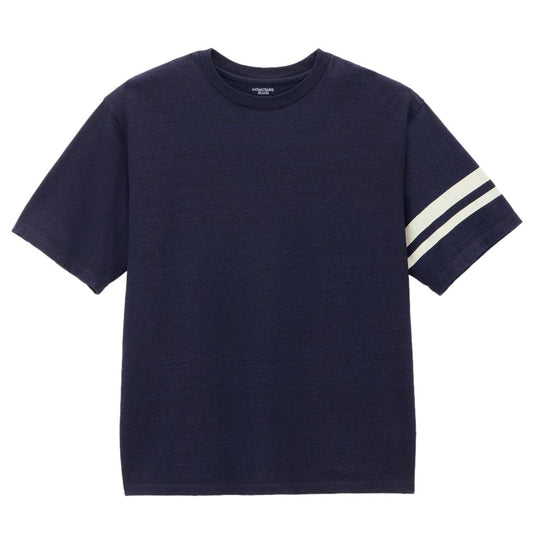 Momotaro Jeans MXTS6002 ID YARN DYED S/S TEE -DISCHARGE PRINT