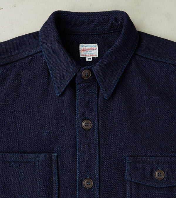 Momotaro MZLS1070 Indigo Dobby Shirt ID