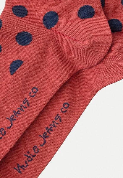 Nudie Olsson Dot R32 Dusty Red Socks