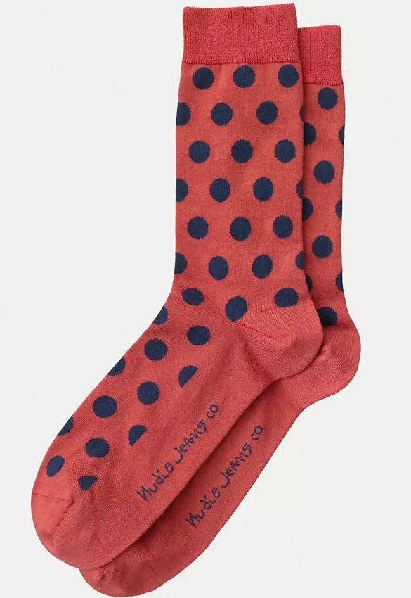 Nudie Olsson Dot R32 Dusty Red Socks