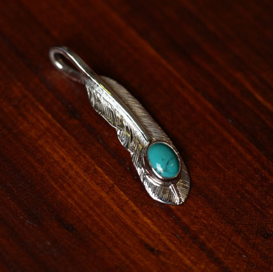 First Arrow's Silver P-006L Feather (S) With Turquoise