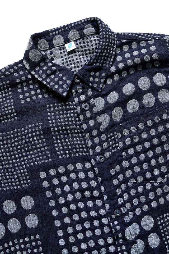 Pure Blue Japan 2233-1 Jacquard Regular Collar Shirt - Random Dots Size