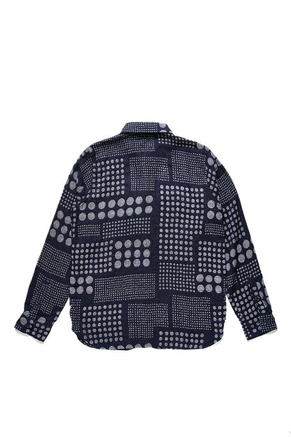 Pure Blue Japan 2233-1 Jacquard Regular Collar Shirt - Random Dots Size