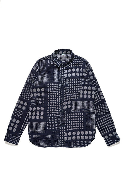 Pure Blue Japan 2233-1 Jacquard Regular Collar Shirt - Random Dots Size