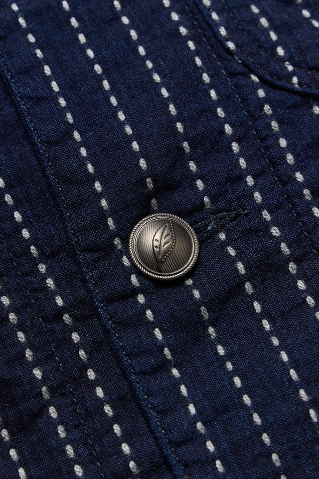 Pure Blue Japan 6222-1 Stitch Stripe Tailored Work Jacket Indigo x Thick Stripe