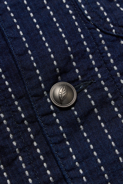 Pure Blue Japan 6222-1 Stitch Stripe Tailored Work Jacket Indigo x Thick Stripe