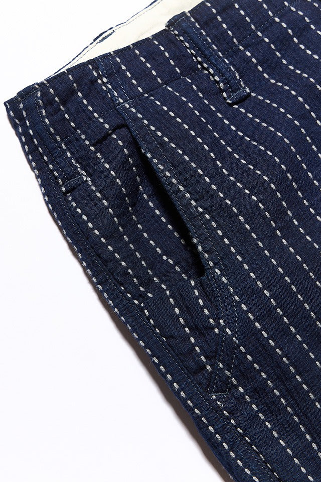 Pure Blue Japan LP-1180-1 Stitch Stripe Comfortable Trousers - Indigo x Thick Stripe