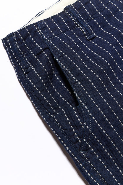 Pure Blue Japan LP-1180-1 Stitch Stripe Comfortable Trousers - Indigo x Thick Stripe