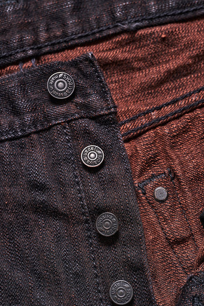 Pure Blue Japan PER-EX-019-BK 15oz Black x Persimmon Extra Slub Denim - Relaxed Tapered