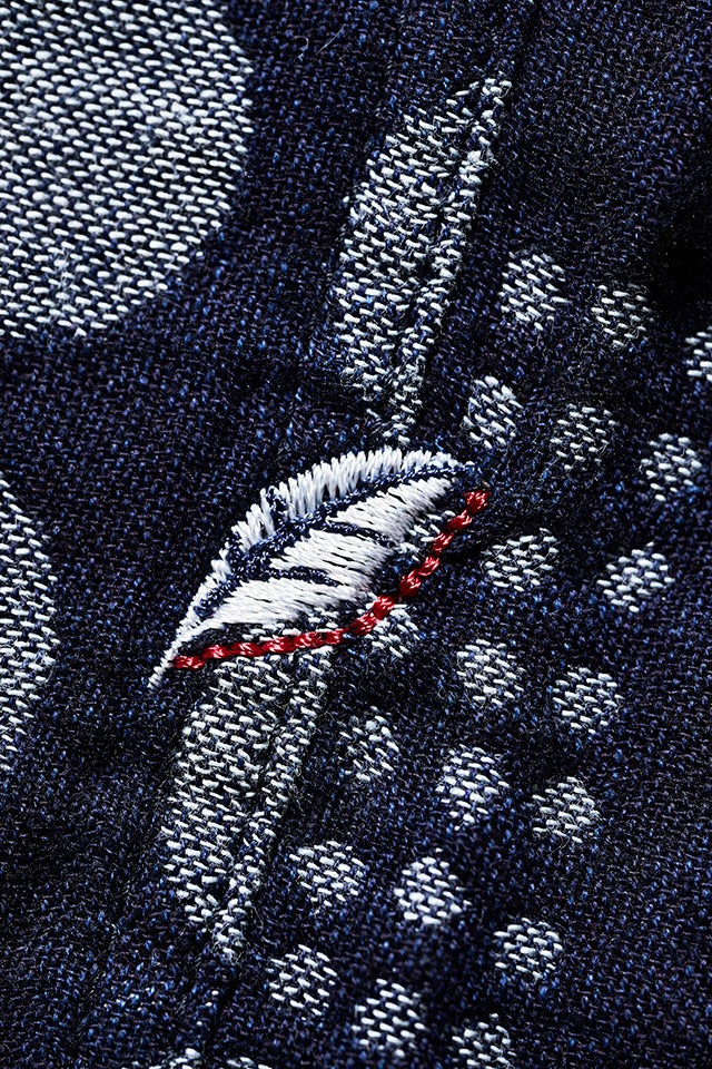 Pure Blue Japan SS-2232-1 Jacquard Open Collar Short Sleeve Shirt - Random Dots