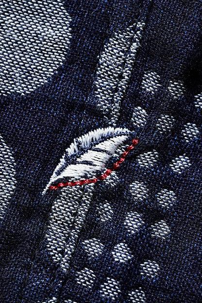 Pure Blue Japan SS-2232-1 Jacquard Open Collar Short Sleeve Shirt - Random Dots