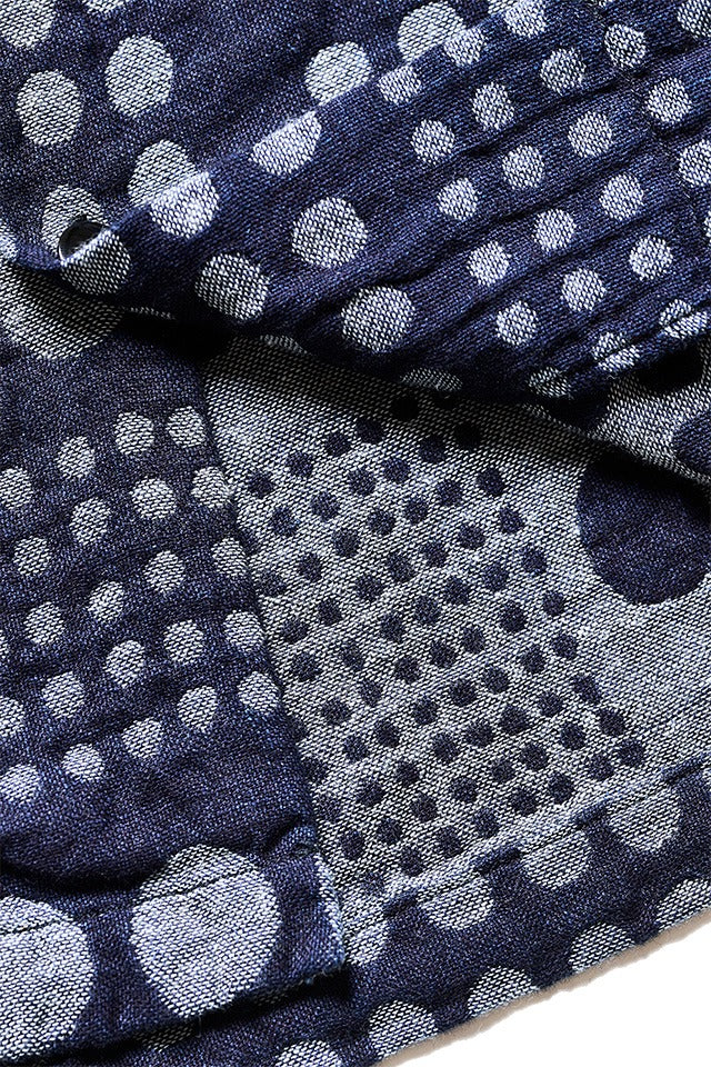 Pure Blue Japan SS-2232-1 Jacquard Open Collar Short Sleeve Shirt - Random Dots