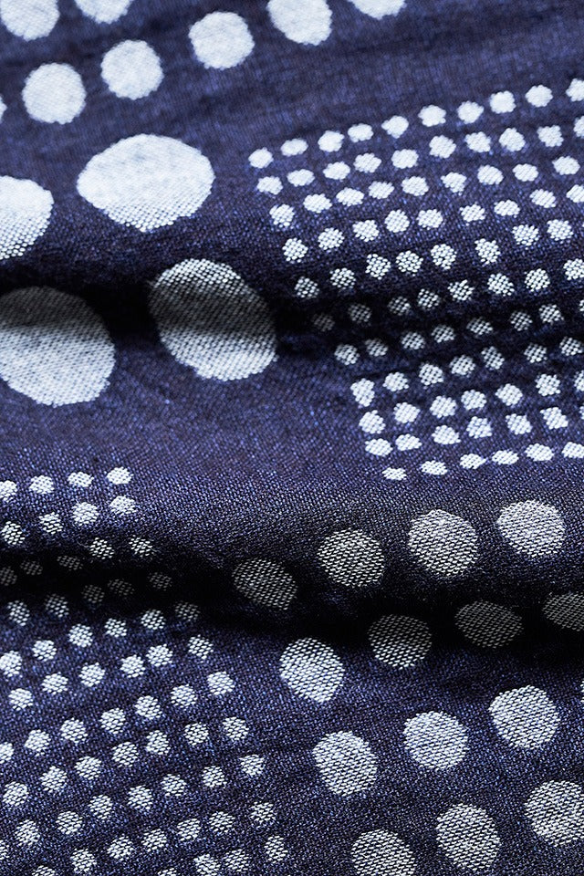 Pure Blue Japan SS-2232-1 Jacquard Open Collar Short Sleeve Shirt - Random Dots