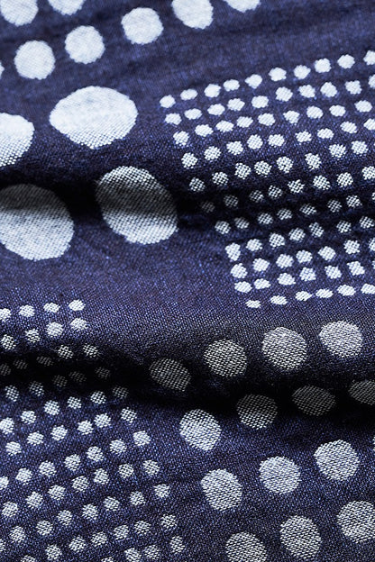 Pure Blue Japan SS-2232-1 Jacquard Open Collar Short Sleeve Shirt - Random Dots