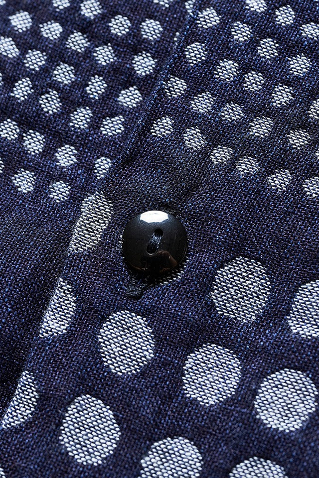 Pure Blue Japan SS-2232-1 Jacquard Open Collar Short Sleeve Shirt - Random Dots