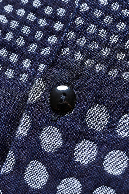 Pure Blue Japan SS-2232-1 Jacquard Open Collar Short Sleeve Shirt - Random Dots