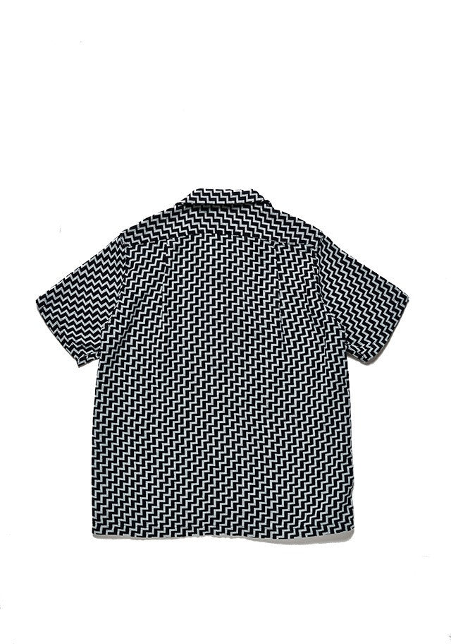 Pure Blue Japan SS-2232-2 Jacquard Open Collar Short Sleeve Shirt - Saw