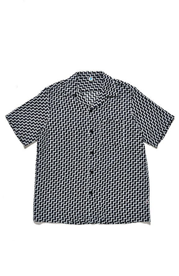 Pure Blue Japan SS-2232-2 Jacquard Open Collar Short Sleeve Shirt - Saw