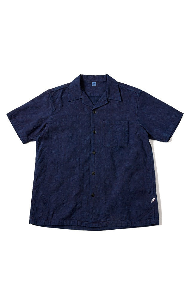 Pure Blue Japan 2241-1 Organic Cotton Paisley Jacquard Open Collar Shirt- Paisley