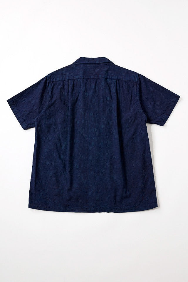 Pure Blue Japan 2241-1 Organic Cotton Paisley Jacquard Open Collar Shirt- Paisley