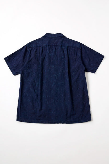 Pure Blue Japan 2241-1 Organic Cotton Paisley Jacquard Open Collar Shirt- Paisley