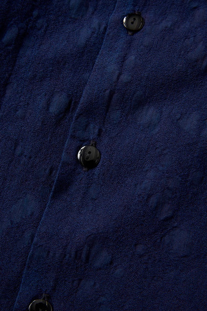Pure Blue Japan 2241-1 Organic Cotton Paisley Jacquard Open Collar Shirt- Paisley