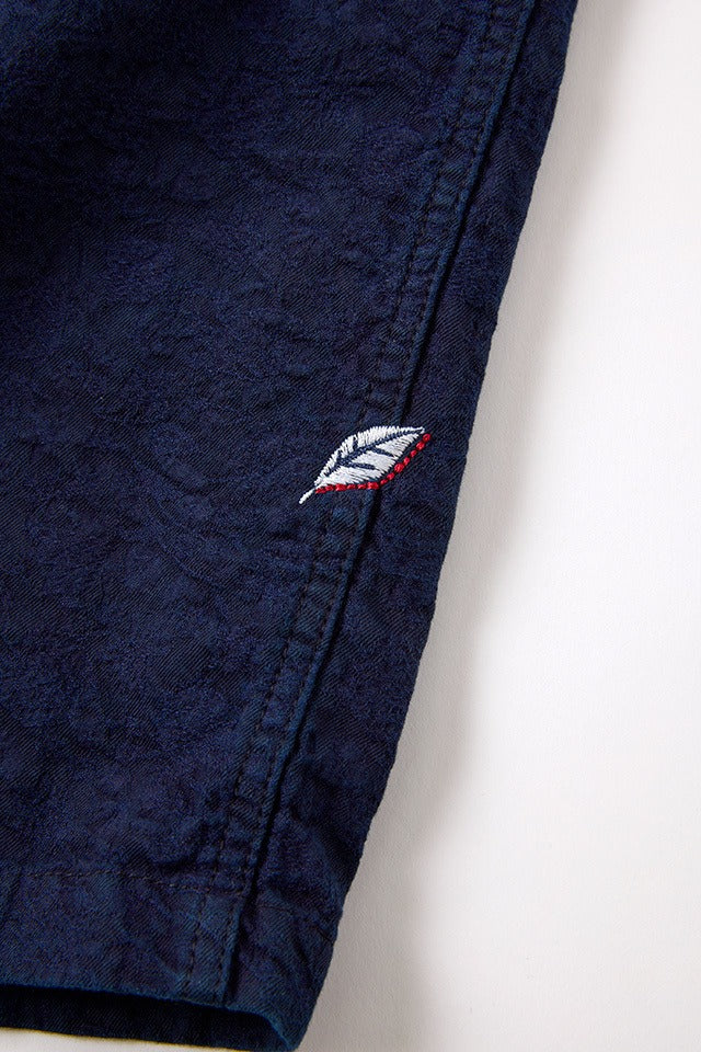 Pure Blue Japan 2241-2 Flower Organic Cotton Jacquard Open Collar Shirt