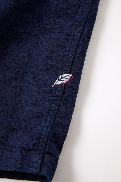 Pure Blue Japan 2241-2 Flower Organic Cotton Jacquard Open Collar Shirt