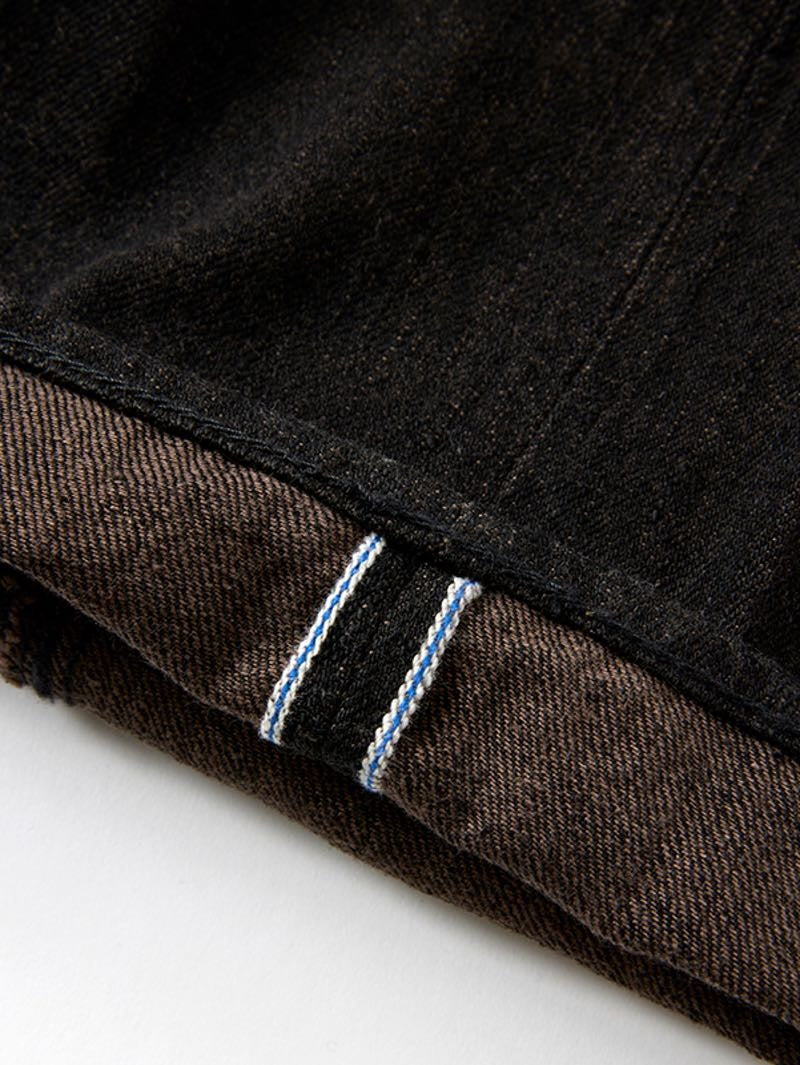Pure Blue Japan TCD-013-BR Teacore Black x Brown "Teacore" Dyed Selvedge Jeans (Slim Tapered)