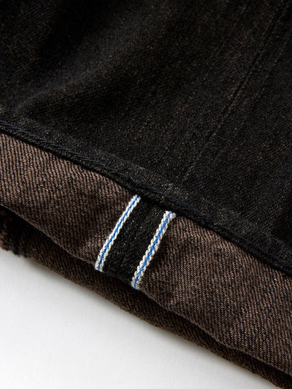 Pure Blue Japan TCD-013-BR Teacore Black x Brown "Teacore" Dyed Selvedge Jeans (Slim Tapered)