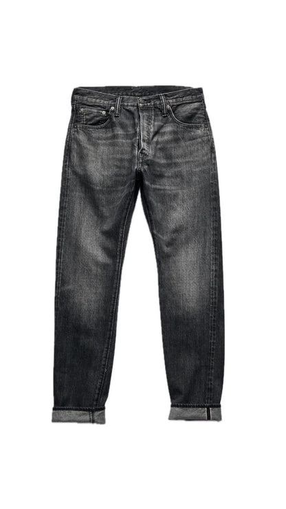 Pure Blue Japan USED-019-BK Natural Wash Black Denim Jeans - Relaxed Tapered