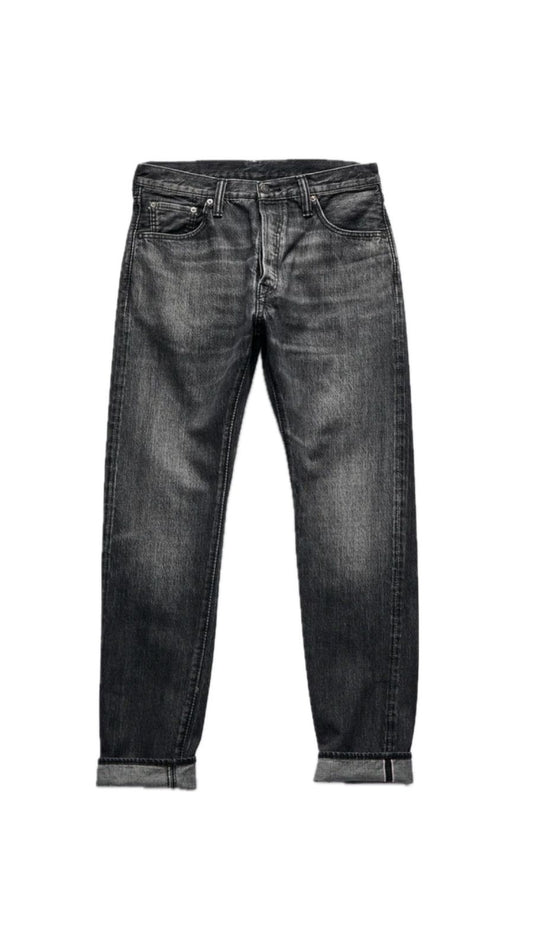 Pure Blue Japan USED-019-BK Natural Wash Black Denim Jeans - Relaxed Tapered