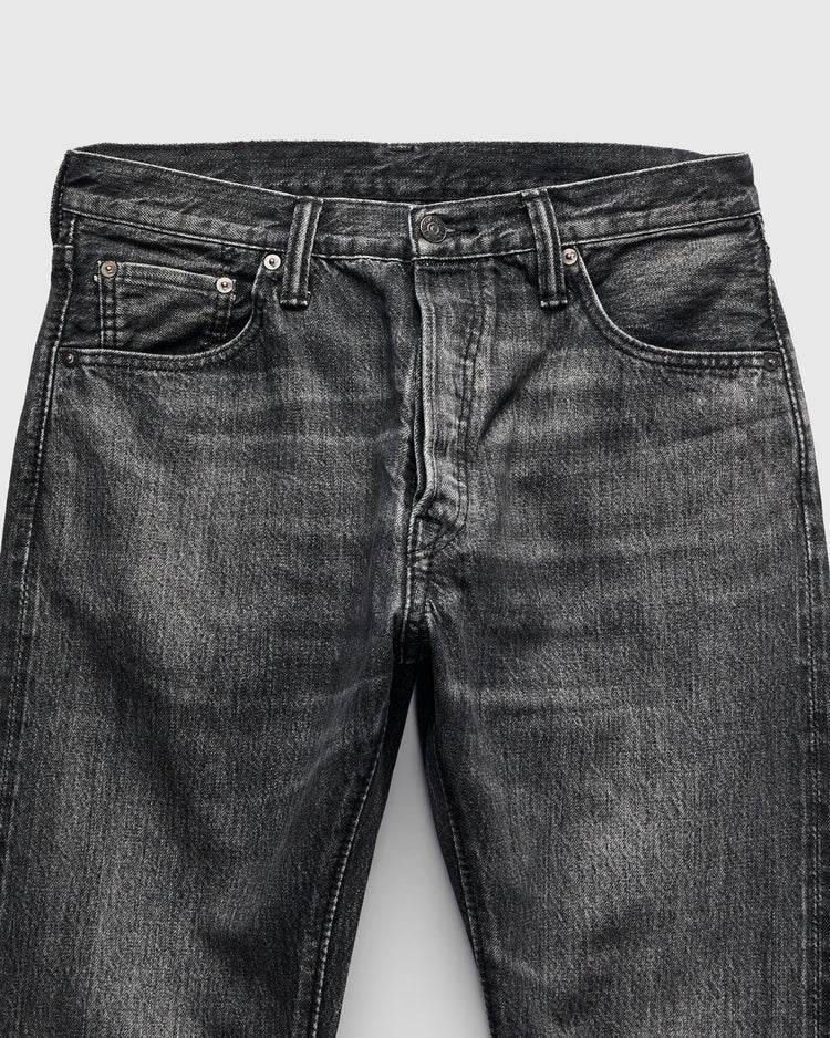 Pure Blue Japan USED-019-BK Natural Wash Black Denim Jeans - Relaxed Tapered