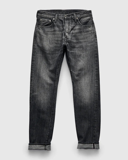 Pure Blue Japan USED-019-BK Natural Wash Black Denim Jeans - Relaxed Tapered