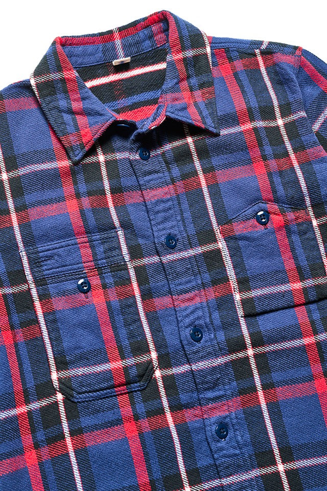 Pure Blue Japan Heavyweight Check Flannel Shirt 2222-Navy