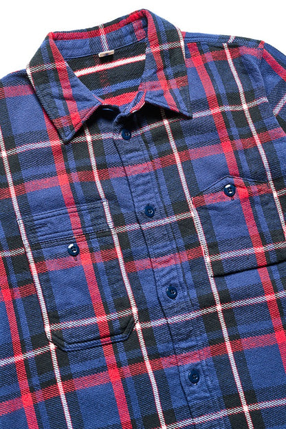 Pure Blue Japan Heavyweight Check Flannel Shirt 2222-Navy