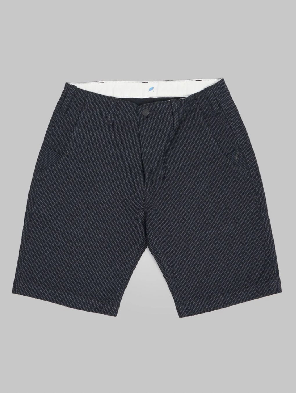 Pure Blue Japan 1171-BK Sashiko Short Pants Grey x Black Sashiko
