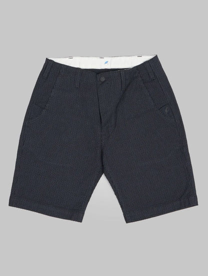 Pure Blue Japan 1171-BK Sashiko Short Pants Grey x Black Sashiko