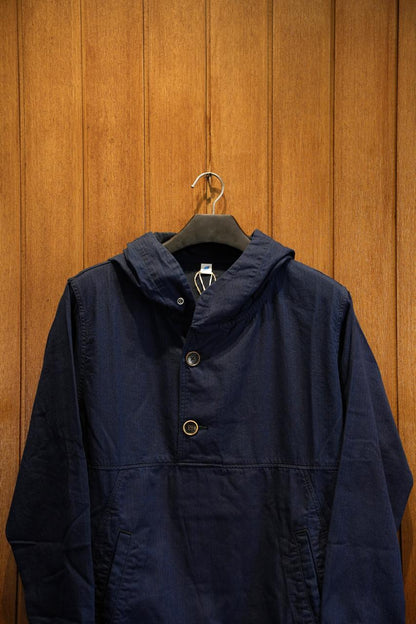 Pure Blue Japan 2228-1 Herringbone Hooded Pullover Shirt