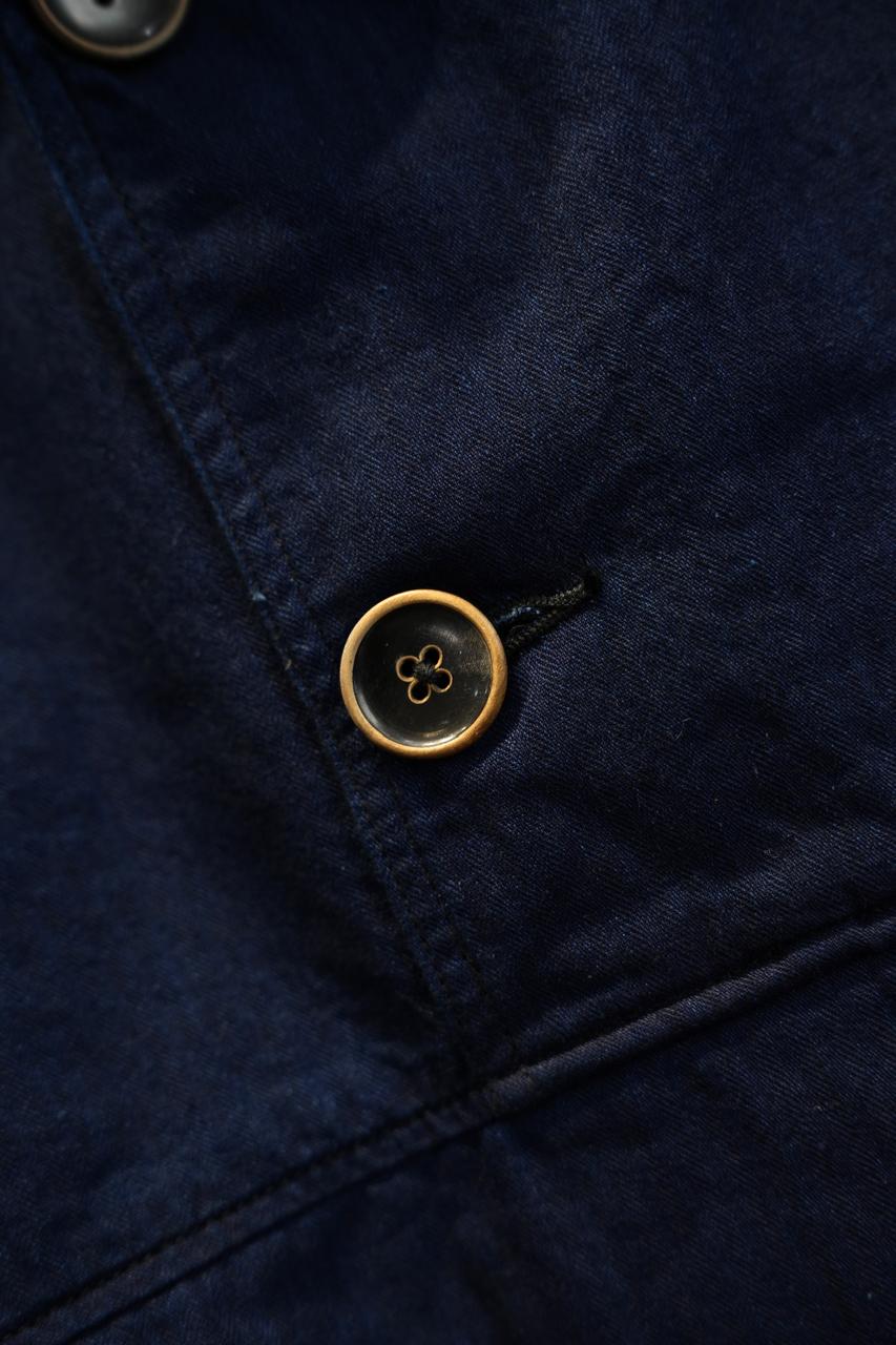 Pure Blue Japan 2228-1 Herringbone Hooded Pullover Shirt