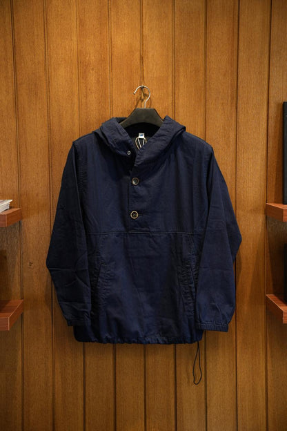 Pure Blue Japan 2228-1 Herringbone Hooded Pullover Shirt