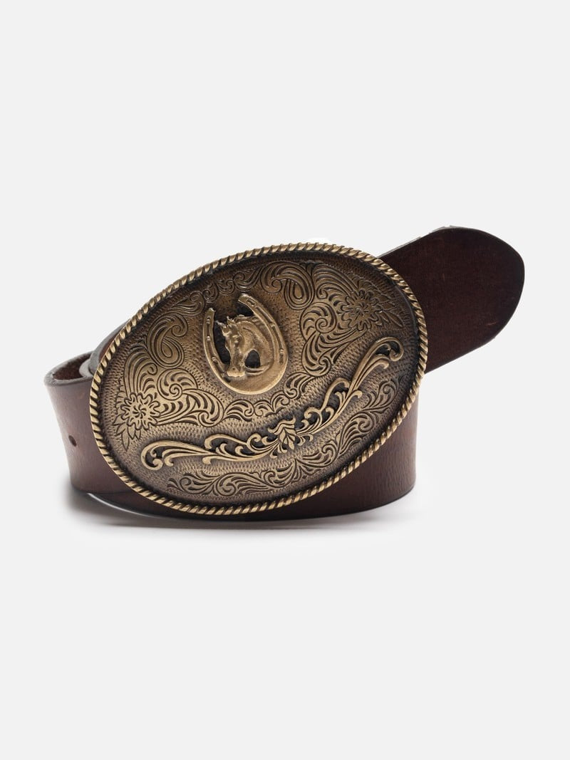 Western Buckle Belt Dark Brown